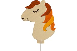 ‎CLEVERE KIDS BABY-COLLECTION Clevere Kids Kinder Wandlampe Alle Meine Tiere Holz Handarbeit A++ (Pferd)