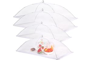 JULBEAR 4 Pcs Extra Large Mesh Food Cover Tent Umbrella Food Screen Covers for Outside Pop-up Mesh Reusable Food Nets for Parties Picnics Outdoor BBQs Collapsible (2 Pcs 40"x24", 2 Pcs 32"x24")