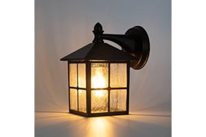 LUTEC Vintage Outdoor Wall Lights Black Wall Mount Lantern Light Waterproof Aluminium Rustic Garden Decorative Lamp for Porch Balcony Patio and Garage.