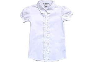 BIENZOE Mädchen Schuluniform Kurzarm Weiß Blusen