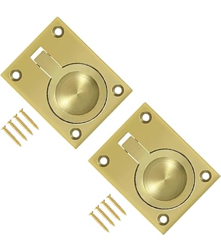 Flush Ring Pull Handle 38MM X 50MM - Polished Brass