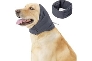 DONGKER Ohrenschützer für Hunde, atmungsaktiver Gehörschutz für Hunde, Haustiermütze mit Selbstklebende Befestigung zur Linderung von Angstzuständen bei Hunden, beruhigend