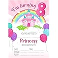 Kirsten McMillan 32 Age 8 Pink Princess Birthday Party Invitations for Kids with Envelopes - Pack of 32 Pink Princess Party Invites for Girls - Designed and Printed in the UK