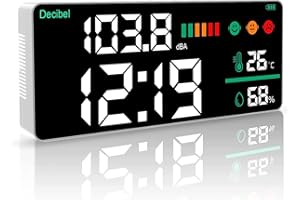 LYCEBELL Sonomètre Mural, Grand écran LCD Décibelmètre 30-130 dB, Mesure de Température, Humidité, Décibel Avec Alarme, Moniteur de Bruit Pour Salle de Classe d'usine à Domicile
