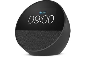 Echo Spot (2024 release), Smart alarm clock with vibrant sound + Alexa, Black