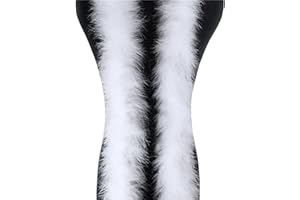 haiaxx Marabu-Federn, Boa, Weihnachtsbaum, Truthahnfedern, Band, Dress-up, Hochzeitskleid, Schal, DIY, Basteln, Feder, Weiß, 2 Meter