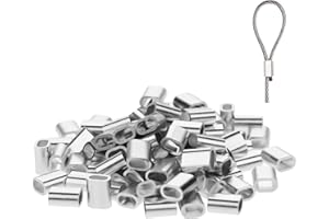 Jeffdad Drahtseilklemme 2MM, 120Stk Aluminiumhülse Ovale Presshülsen Seilklemme Seile pressklemmen metallhülsen Aluminium Drahtseilklemmen Seilklemme für Stahlseil/Drahtseil Kabel(2MM)
