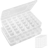 Lifewit Clear Plastic Organizer with 36 Spaces, Adjustable Dividers, for Beads, Crafts, Jewelry, Fishing, with 5 Sheets of Ad