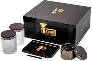 PRIMICITY Stash Box with smoking accessories : Grinder, Rolling Tray, 2 smell proof jars + more accessories for smoking -UK Seller