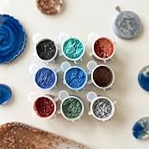 9 Adet Boyası Re&ccedil;ine Sedef Toz Pigment Seti Şeffaf Re&ccedil;ine Pigment Set