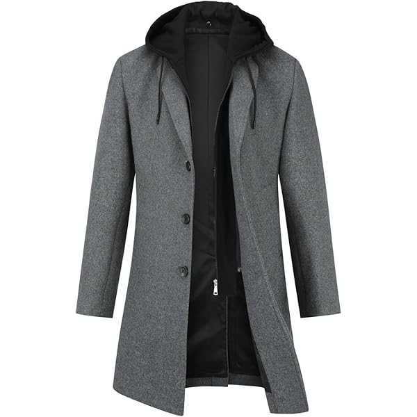 Herren Wintermantel Mit Kapuze - Langer Wollmantel Für Kalte Tage (Baumwolle & Polyester)