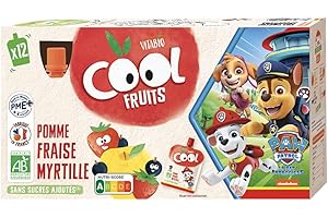 Vitabio Cool Fruits - Gourdes La Pat' Patrouille Pomme Fraise Myrtille - 12 x 90 g - BIO