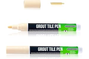 LOCKGO Beige Tiles Grout Pen 2 PCS, Waterproof Practical Grouting Repair Pens Tile Paint Markers for Repairing Refreshing Improving Bathroom Kitchen Balcony Porch Patio Floor Wall Exterior Tile Gap