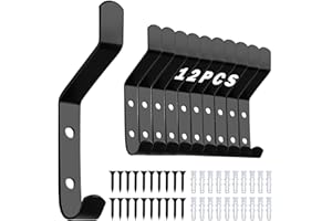 Dazhtu 12 Piezas Ganchos Percheros de Pared, Percheros Pared Negro, Ganchos para Abrigos, Colgadores Pared, Percheros de Pared Modernos para Chaquetas, Abrigos, Ropa, Bufandas, Bolsos y Más