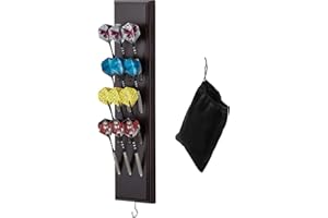 Viper Dart Caddy Solid Wood Wall Mounted Dart Holder/Stand with Accessory Storage Bag, Displays 4 Sets of Steel/Soft Tip Darts, Compatible with All Sisal & Electronic Dartboards, Surrounds & Cabinets