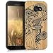 Produktbild kwmobile Hülle für Samsung Galaxy A5 (2017) - Hybridhülle Dual Case Handy Schutzhülle TPU Silikon - Hybrid Cover Holzoptik Blumen Kreise Design Schwarz Hellbraun