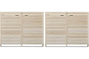 Lukadria Mülltonnenbox Mülltonnenverkleidung 4 Tonnen Mülltonnecontainer Holz Natur 240L vormontiert mit Rückwand Adr