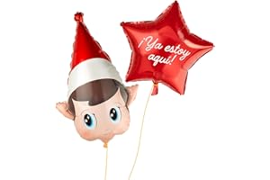 OH YEAH - Set Globo Foil Cabeza Elfo Mágico + Estrella Navidad con frase - Decoración Festiva con Duendes - Accesorios Navideños - Complementos para Fiestas, Hogar y Colegios - Diseño Único