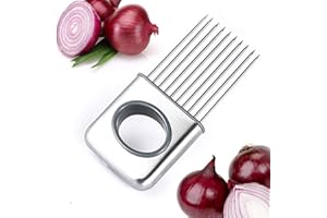 YI JIA YIJIA Onion Holder Slicer Vegetable Potato Cutter Stainless Steel Fork Slicing Helper Kitchen Tool Aid Gadget Cutting Chopper