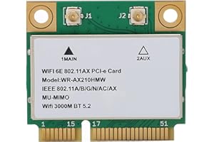 EJOYOUS Tarjeta WiFi 6E, AX210HMW Tarjeta WiFi PCIE Tarjeta de Red WLAN Tarjeta Adaptadora de Red Bluetooth Inalámbrica Módulo Wi-Fi, para Computadoras Portátiles, Hosts Pequeños,