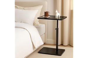 M.J COMFY-LIFE C-Shape Side Table, Height Adjustable Swivel Sofa Table 360° Rotating Tray Space-Saving Coffee Snack and Bed End Table for Living Room Bedroom Bedside Couch (Black, 1)