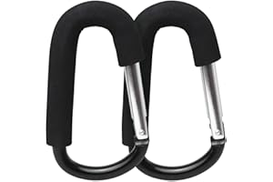 iGadgitz Home U7096 Large Buggy Clips Pram Hooks Stroller Carabiner -Black -2pcs