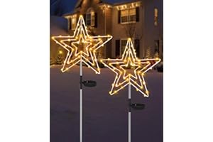 Redefun Solar Weihnachtsbeleuchtung Außen Stern 2 Stück 75 LED Gartenstecker Weihnachten Beleuchtet, 8 Modi Gartenstecker Stern wasserdichte Weihnachtsstern for Garten Weihnachten Deko