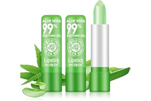 FOCUSUN 2 PCS Aloe Vera Rouge à Lèvres, Baume à Lèvres Magique à Changement de Couleur de Température, Longue Durée Nutritif Lèvres Maquillage Aloe Vera Brillant à Lèvres Ensemble (2PC)