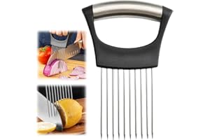 JERPSEN Porta fette di cipolla in acciaio inox, affettatrice per limone, tagliaverdure, utensile per affettare carne, cipolla, patate, pomodori, utensili da cucina per la casa (1PS)