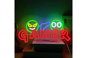 YUEYYNS Gamer Insegne al Neon,luce al neon LED,per giochi, camera da letto,feste,bar,ragazzi regalo Insegna luminosa da parete per giochi alimentata tramite USB con interruttore