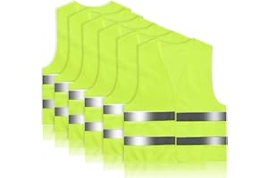 Ghazpmuk Pack of 6 High Visibility Vests Car High Visibility Vest 360° Reflective All-Round Safety Vest for Adults with Reflective Strips, Safety Vest Set, for Drivers, Workers, Drivers, XXL, Neon