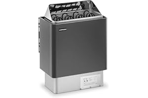 Uniprodo Poêle Poele Radiateur Électrique Chauffage À De Pour Sauna Bain Finnois Chaleur Sèche Sec UNI_SAUNA_G6.0KW (Pour Cabines De 5-9 m³, 30-110 °C, Capacité 10 kg, Aluminium, Zinc)