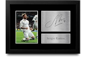 HWC Trading Sergio Ramos A4 Incorniciato Firmato Regalo Visualizzazione Delle Foto Print Immagine Autografo Stampato Per Real Madrid Tifosi Di Calcio