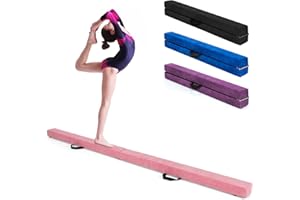 GOPLUS Poutre d’Equilibre 2,1M Pliable, Poutre de Gymnastique avec Patins Antidérapants, en Flannel Doux, Entraînement de Gymnastique pour Enfants et Adultes, Gain d’Espace
