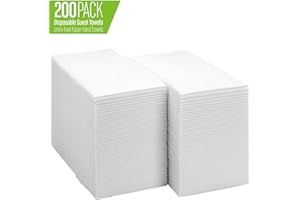 JEBBLAS Decoración Toalla desechable Toalla de lino Servilleta de cena | Papel Toallas de mano para bodas Restaurante Fiestas en la cocina | 30 cm x 43 cm Paquete de 200（Blanco）