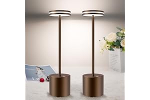 bravzurg Lampada da Tavolo Senza Fili Ricaricabile, 5000mAh Lampada da Comodino 2 Pezzi a LED, Luce a USB Batteria Dimmerabile, 3 Modalità di Colore, per Scrivania/Esterno/Tavola/Ristorante/Comodino