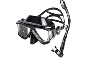 EXP VISION Juego de esnórquel Pano 4 para adultos, máscara de esnórquel profesional antivaho, esnórquel de parte superior seca, máscara de buceo de vidrio templado para buceo libre, esnórquel y natación