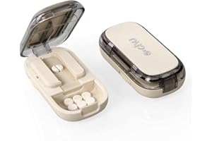 AOGOE Wielokrotny nóż do tabletek, regulowany rozdzielacz tabletek dla małych i dużych tabletek przecięty na pół, cięcie i przechowywanie dozownik tabletek 2 w 1, rozdzielacz tabletek dla osób