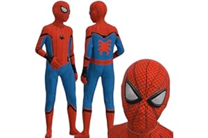 Ansamy Disfraz Super para Niños Adultos, Araña Jumpsuit Impreso con Máscara, Super Cosplay Anime Disfraces, para Halloween Carnaval Cumpleaños, Unisex