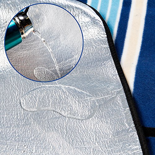 SLOTRA Picknick Decken Fleece Wasserabweisend Unterseite Outdoor Park Wiese Haushalt Camping Ausflug Picknickdecke Wärmeisoliert Blau (200×200 cm) - 4
