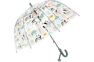 Rhomba Klar Transparente Blase Clear Bubble Umbrella for Children Lightweight Cute 8 Fibre Ribs Cute Dome See Through Child Perfect for Walking, Kids Umbrella for Toddlers Boys Girls