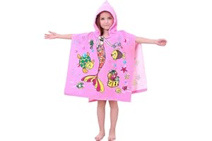 JORAKI Poncho da Bagno per Bambini, Asciugamano da Spiaggia Per Bambini con Cappuccio Telo Mare in Microfibra per Spiaggia Bagno Doccia Nuotare Piscina Accappatoio per Ragazze Ragazzi 2-8 Anni