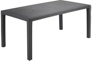 IPAE Mesa Resina Rattan Joker Antracita 138x78x72 (Alt) cm, Gris, Grande