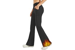 G4Free Women's Fleece Lined Trousers Thermal Leggings Women High Waisted Flared Bootcut Yoga Pants Joggers with 4 Pockets Winter Casual Work