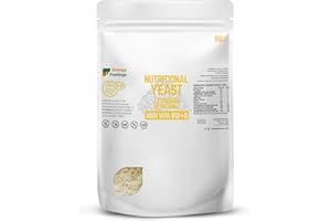 Energy Feelings Flocons de Levure Nutritionnelle 1 kg, Levure Inactive Riche en Vitamines B12+D et en Protéines à 47%, Vegan, Sans Gluten, Parfait pour les Plats Végétariens, Sans Sucres Ajoutés