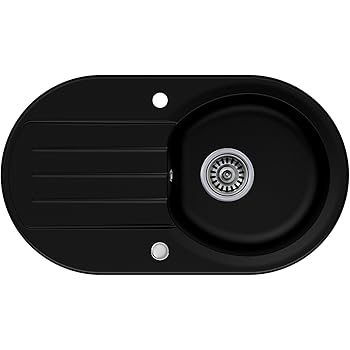 Spülbecken granit, Mineralgussspülbecken oval, schwarz: Amazon.de: Baumarkt