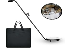 Home Care Wholesale Miroir D'inspection Télescopique, Miroirs d'inspection des Véhicules avec Poignée Réglable, Miroir de Sécurité à 360°, avec Lumière LED et 3 Roues Mobiles