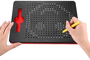 HONPHIER Kids Magnetic Drawing Tablet Magnetic Steel Balls Board Doodle Scribble Sketch Pad Magnet Writing Pads Preschool STEM Education Toys for Children (Small, Black)