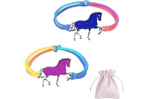 Sugeru Horse Girl Gift, 2 Pieces Mood Bracelet Girls (Temperature Colouring) with 1 x Jewellery Bag, Party Bag Children's Birthday Gifts for Girls, Friendship Bracelet