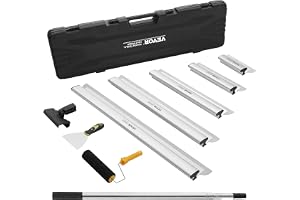 VEVOR Skumbladets set Gipsskivor, 254/406/610/813/1016 mm rostfritt stål knivar och 862–2072 mm förlängningshandtag professionell gipsskiva verktyg